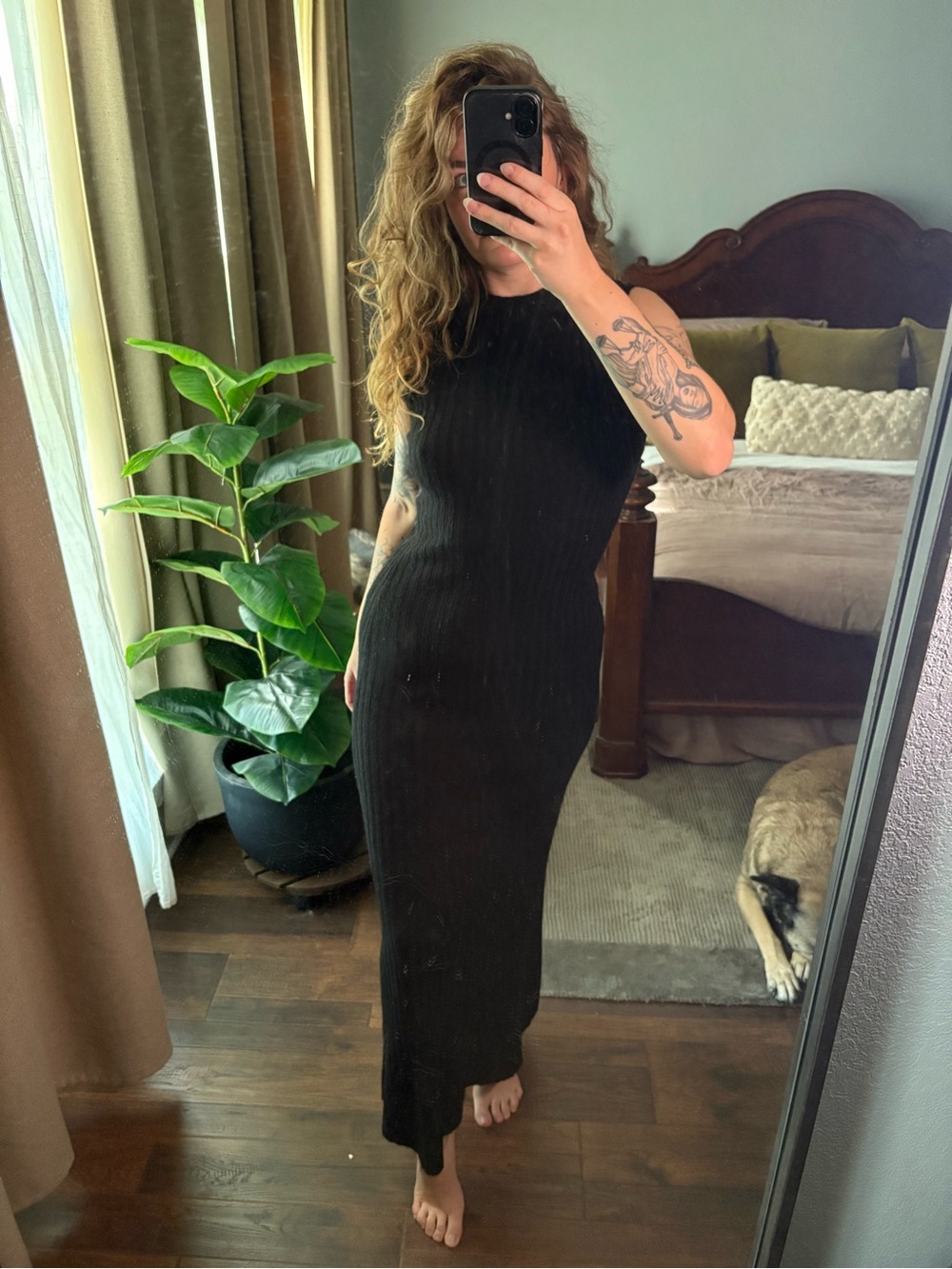 Knit Sleeveless Black Ribbed Maxi Dress - Classic Everyday Style